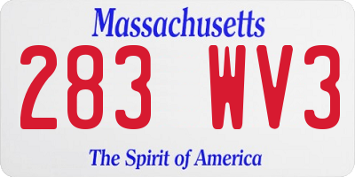MA license plate 283WV3
