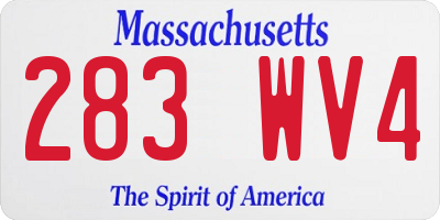 MA license plate 283WV4