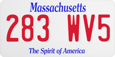 MA license plate 283WV5