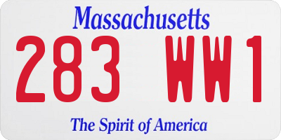 MA license plate 283WW1