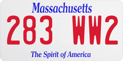 MA license plate 283WW2
