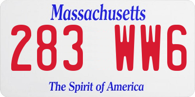 MA license plate 283WW6