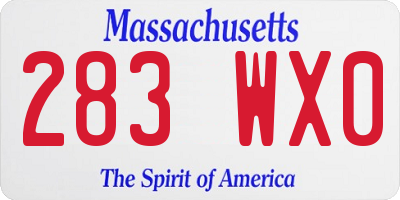 MA license plate 283WX0