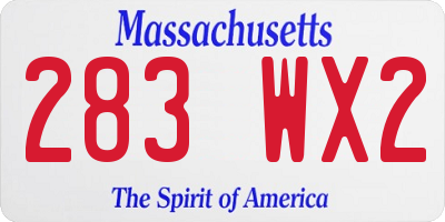 MA license plate 283WX2