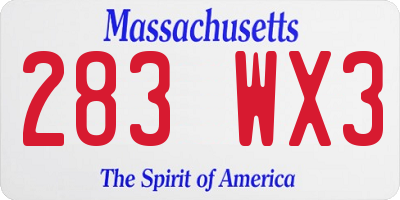 MA license plate 283WX3