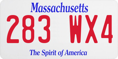 MA license plate 283WX4