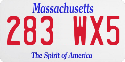 MA license plate 283WX5