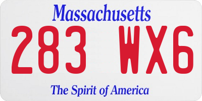MA license plate 283WX6