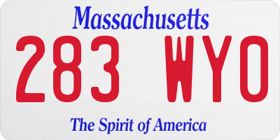MA license plate 283WY0