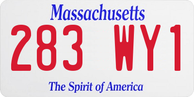 MA license plate 283WY1