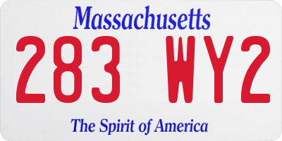 MA license plate 283WY2