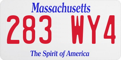 MA license plate 283WY4