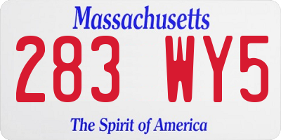MA license plate 283WY5