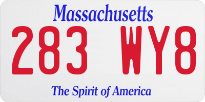 MA license plate 283WY8