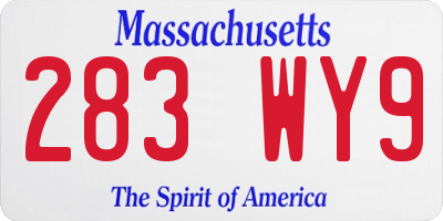 MA license plate 283WY9