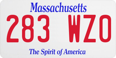 MA license plate 283WZ0