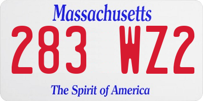 MA license plate 283WZ2