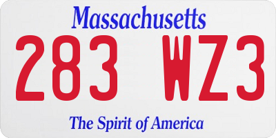 MA license plate 283WZ3