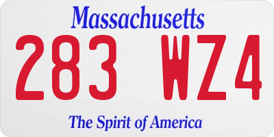 MA license plate 283WZ4