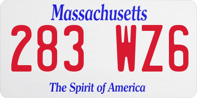 MA license plate 283WZ6