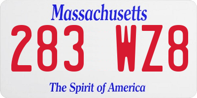 MA license plate 283WZ8