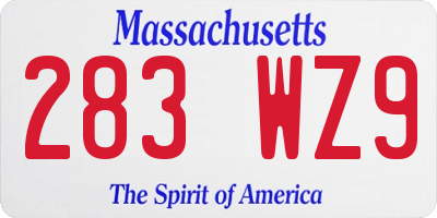 MA license plate 283WZ9