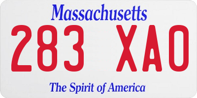 MA license plate 283XA0