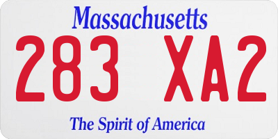 MA license plate 283XA2