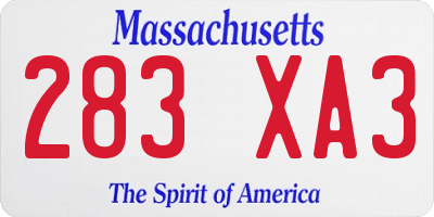 MA license plate 283XA3