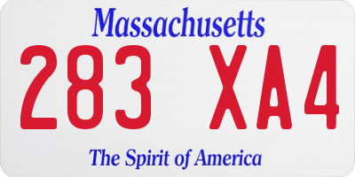 MA license plate 283XA4