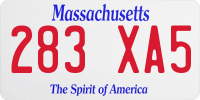 MA license plate 283XA5