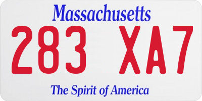 MA license plate 283XA7