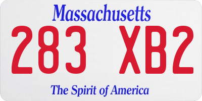 MA license plate 283XB2