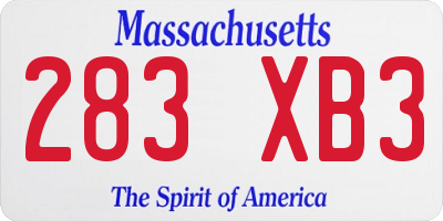 MA license plate 283XB3
