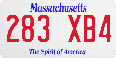 MA license plate 283XB4