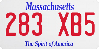 MA license plate 283XB5