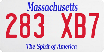 MA license plate 283XB7
