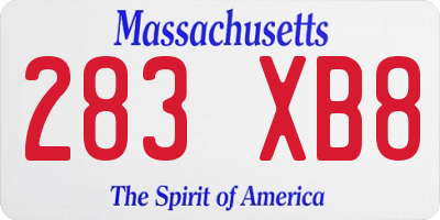 MA license plate 283XB8