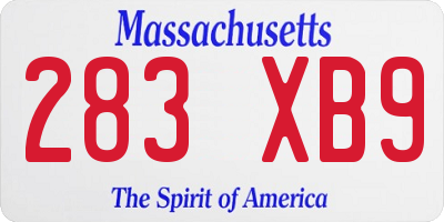 MA license plate 283XB9
