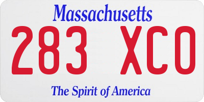 MA license plate 283XC0