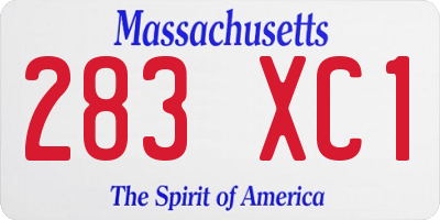 MA license plate 283XC1
