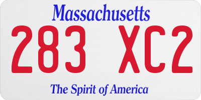 MA license plate 283XC2