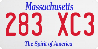 MA license plate 283XC3