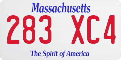 MA license plate 283XC4