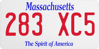 MA license plate 283XC5
