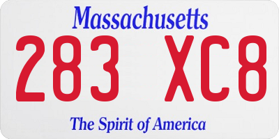 MA license plate 283XC8