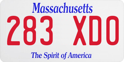 MA license plate 283XD0