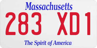 MA license plate 283XD1