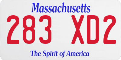 MA license plate 283XD2
