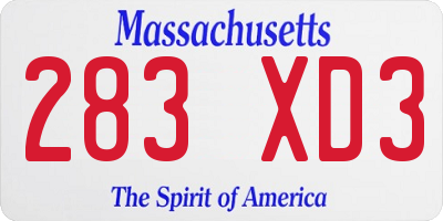 MA license plate 283XD3